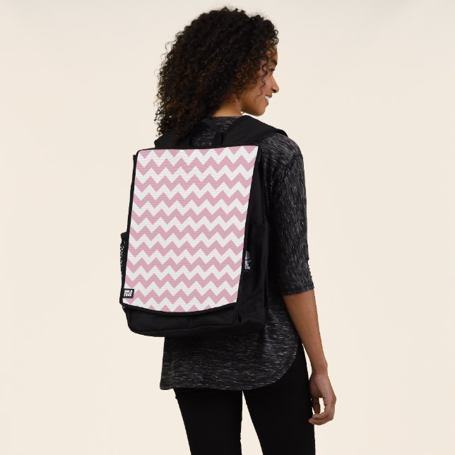Pink Zigzag, Pink Chevron, Geometric Pattern Backpack (Worn)