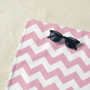 Pink Zigzag, Pink Chevron, Geometric Pattern Beach Towel