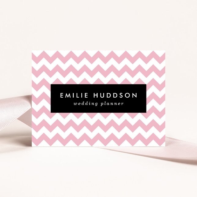 Pink Zigzag, Pink Chevron, Geometric Pattern Business Card (Creator Uploaded)