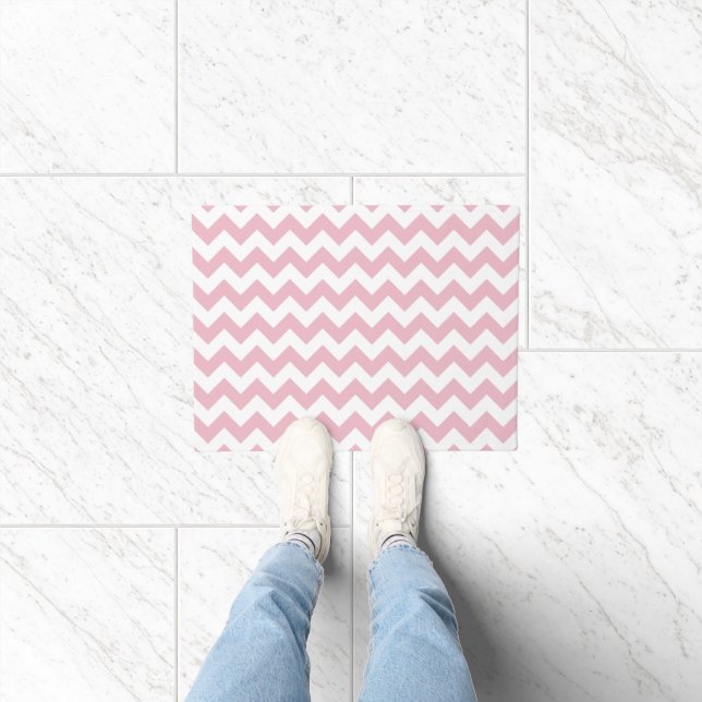 Pink Zigzag, Pink Chevron, Geometric Pattern Doormat (Indoor)