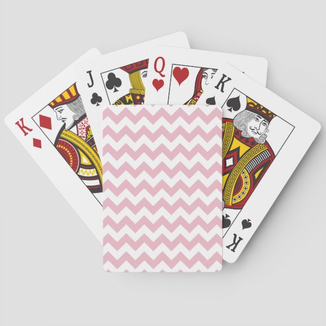 Pink Zigzag, Pink Chevron, Geometric Pattern Playing Cards (Back)