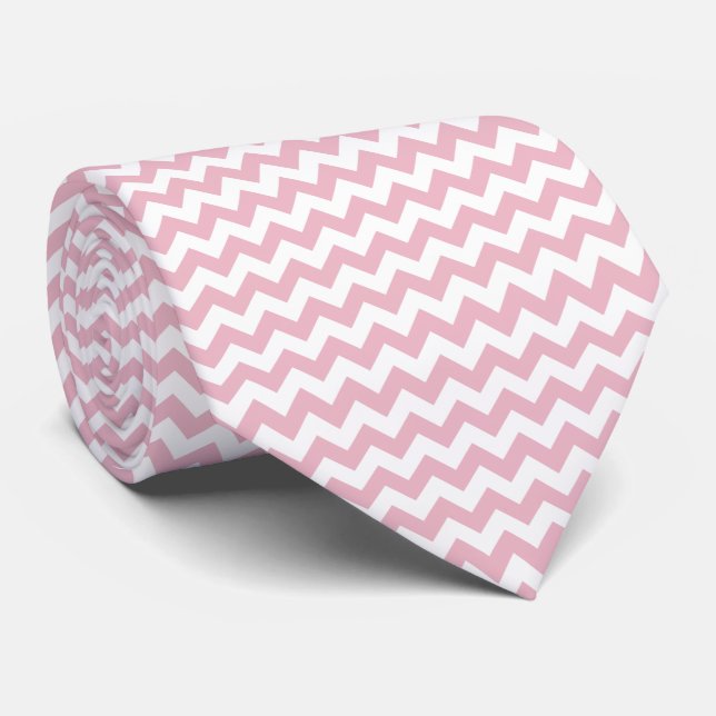 Pink Zigzag, Pink Chevron, Geometric Pattern Tie (Rolled)