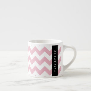 Pink Zigzag, Pink Chevron, Wave Pattern, Your Name Espresso Cup