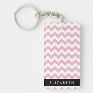 Pink Zigzag, Pink Chevron, Wave Pattern, Your Name Key Ring