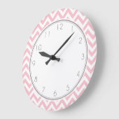 Pink Zigzag Stripes Pattern Large Clock (Angle)