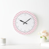 Pink Zigzag Stripes Pattern Large Clock (Home)
