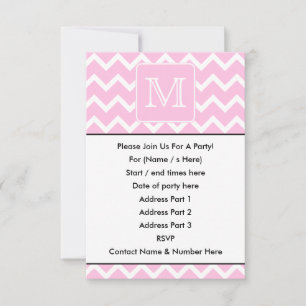 Pink Zigzags with Custom Monogram. Invitation