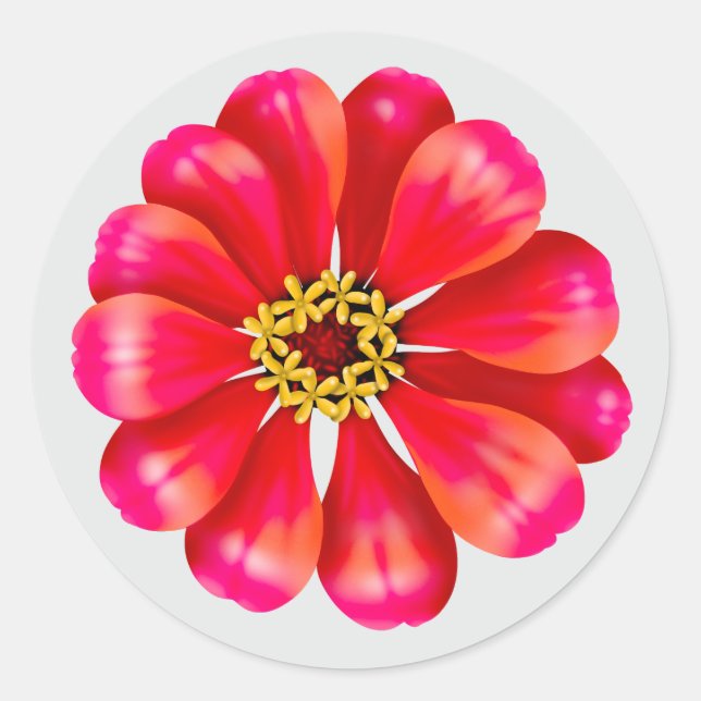 Pink Zinnia Classic Round Sticker (Front)