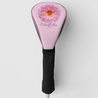 Pink Zinnia Custom Name Golf Head Cover