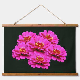 Pink Zinnia Flower Bouquet Hanging Tapestry