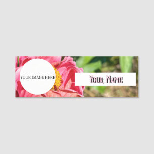 Pink Zinnia Flower Custom Image Logo Name Title Tag