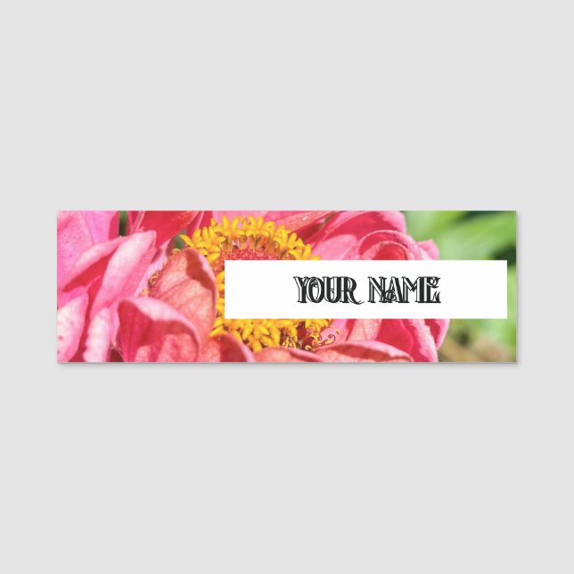 Pink Zinnia Flower Custom Image Name Title Tag (Front)