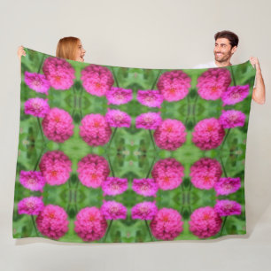 Pink Zinnia Flower Pair Abstract  Fleece Blanket