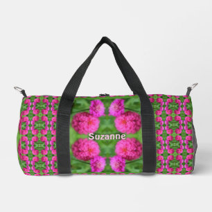Pink Zinnia Flower Pair Abstract Personalised  Duffle Bag