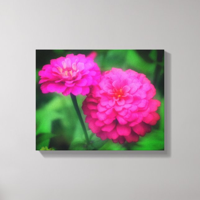 Pink Zinnia Flower Pair Canvas Print (Front)
