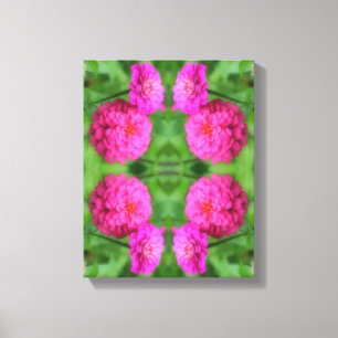 Pink Zinnia Flower Pair Close Up Abstract  Canvas Print