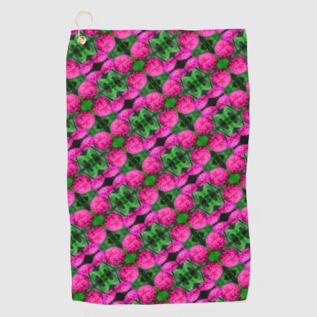 Pink Zinnia Flower Pair Close Up Abstract Pattern  Golf Towel (Front)