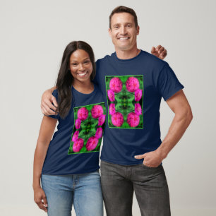 Pink Zinnia Flower Pair Close Up Abstract  T-Shirt