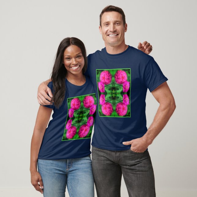 Pink Zinnia Flower Pair Close Up Abstract  T-Shirt (Unisex)