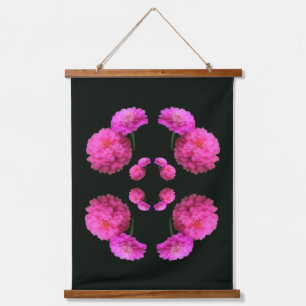 Pink Zinnia Flower Pair Nature Abstract  Hanging Tapestry