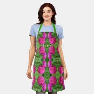 Pink Zinnia Flower Pair Pattern Personalised Apron