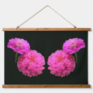 Pink Zinnia Flower Pair Twins  Hanging Tapestry