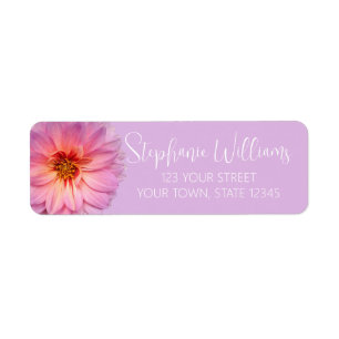 Pink Zinnia Flower Purple Return Address Label