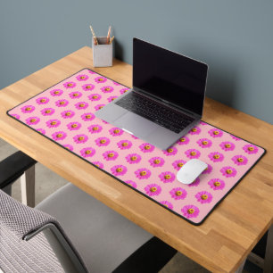 Pink Zinnia Flower Seamless Pattern on Desk Mat