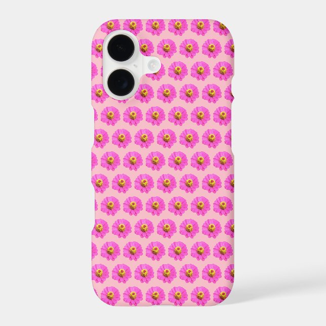 Pink Zinnia Flower Seamless Pattern on Phone Case (Back)