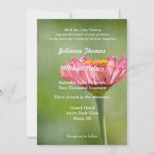 Pink Zinnia Flower Wedding Invitation