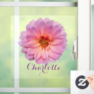Pink Zinnia Flower Window Cling