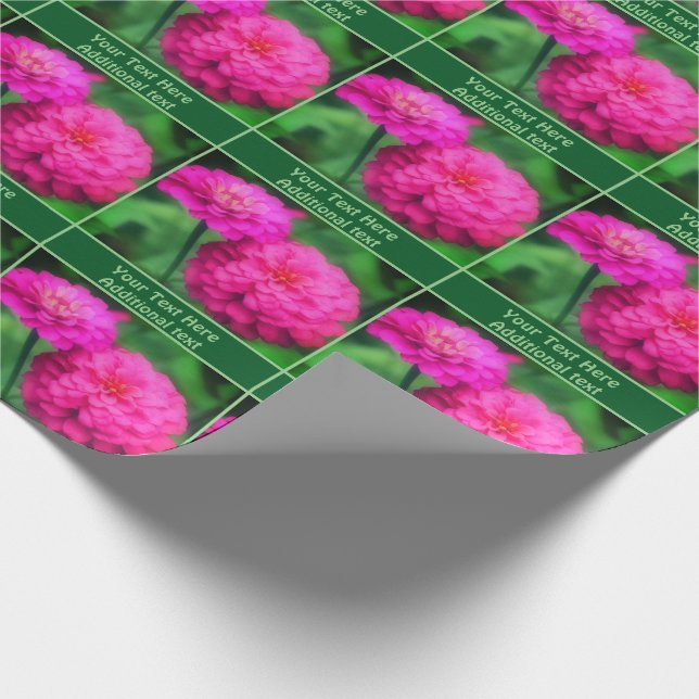 Pink Zinnia Flowers Personalised Wrapping Paper (Corner)