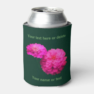 Pink Zinnia Flowers Personalized  Can Cooler