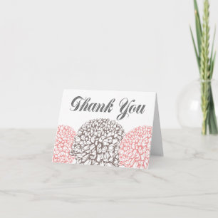 Pink Zinnia Flowers Thank You Greeting Card