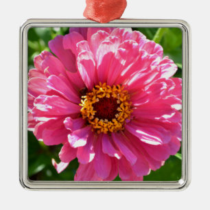 Pink Zinnia Metal Tree Decoration
