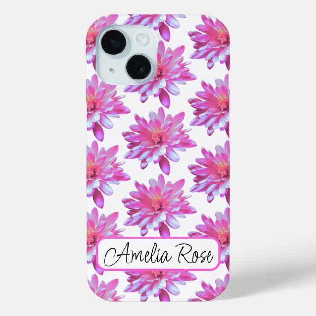 Pink zinnia, pink daisy, pretty floral pattern Case-Mate iPhone case (Back)