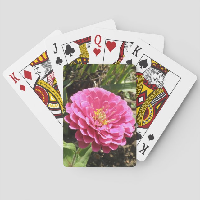 Pink Zinnia Playing Cards (Back)