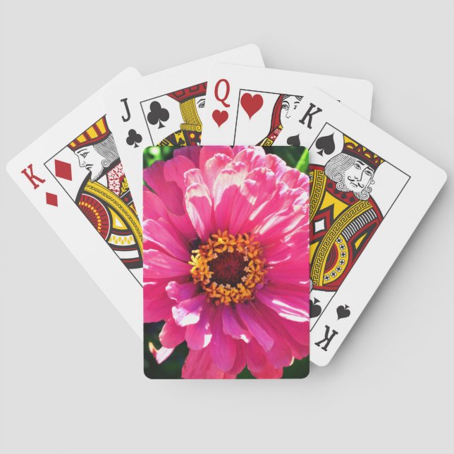 Pink Zinnia Playing Cards (Back)