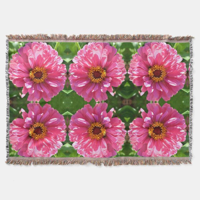Pink Zinnia Throw Blanket (Front)