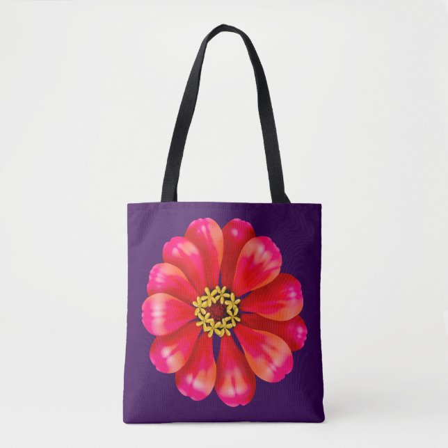 Pink Zinnia Tote Bag (Front)