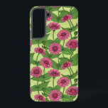 Pink Zinnias on light green Samsung Galaxy Case<br><div class="desc">Hand- painted zinnia flowers vector pattern</div>