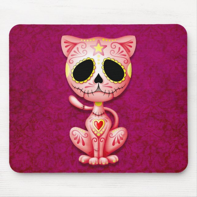 Pink Zombie Sugar Kitten Mouse Mat (Front)