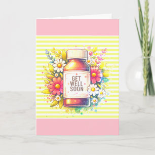 Pinka nd Yellow Get Well Soon Card