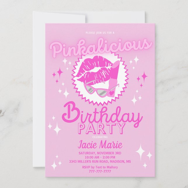 Pinkalicious Birthday Party Invitation (Front)