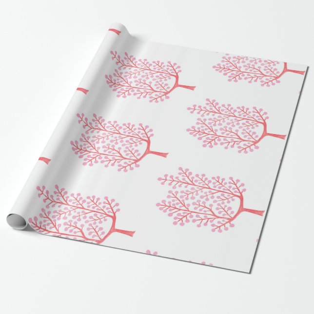 Pinkberry Tree Wrapping Paper (Unrolled)