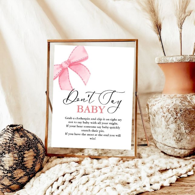  PinkBow don't say baby' Baby Shower Game sign (Creator Uploaded)
