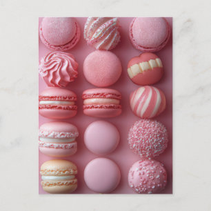 Pinke Macarones und Süßigkeiten Valentinstag Postcard