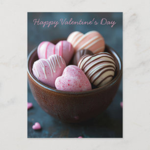 Pinke Schokoladenherzen Valentinstag Postcard