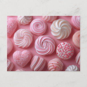 Pinke Süßigkeiten aus Zucker Valentinstag Postcard