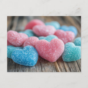 Pinke und Blaue Herzen aus Zucker Valentinstag Postcard